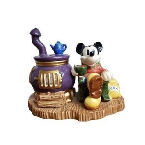 Vintage Disney Mickey Mouse Christmas Stove Candle Tea Light Ceramic Statue